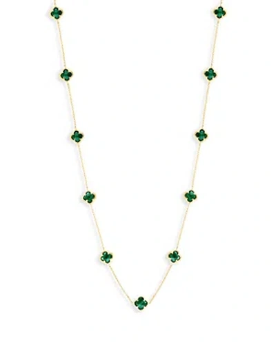 Bloomingdale's Malachite Clover Station Necklace In 14k Yellow Gold, 20 In Green