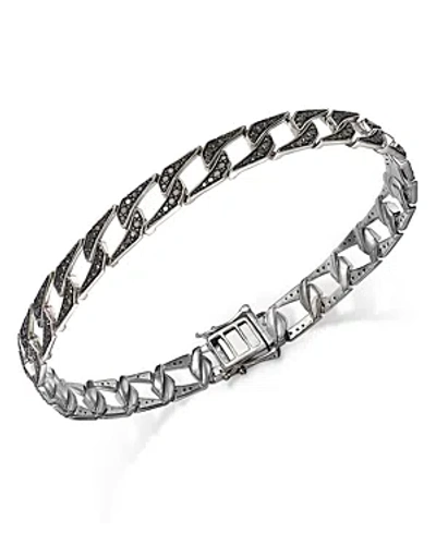 Bloomingdale's Men's Black Diamond Link Bracelet In 14k White Gold, 3.0 Ct. T.w. In Black/white