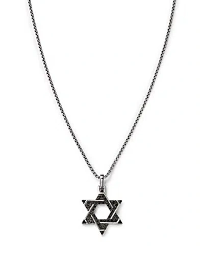 Bloomingdale's Men's Black Diamond Star Of David Pendant Necklace In 14k White Gold, 0.50 Ct. T. W. In Black/silver