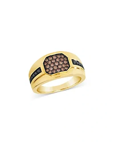 Bloomingdale's Men's Brown & Black Diamond Ring In 14k Yellow Gold, 0.75 Ct. T.w. In Brown/black