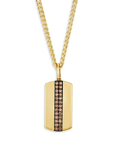 Bloomingdale's Men's Brown Diamond Pave Double Row Dog Tag Pendant Necklace In 14k Yellow Gold, 0.60 Ct. T.w. In Brown/gold