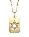 BLOOMINGDALE'S MEN'S CHAMPAGNE DIAMOND STAR OF DAVID DOG TAG PENDANT NECKLACE IN 14K YELLOW GOLD, 0.25 CT. T.W.