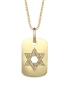 Bloomingdale's Men's Champagne Diamond Star Of David Dog Tag Pendant Necklace In 14k Yellow Gold, 0.25 Ct. T. W. In Gold