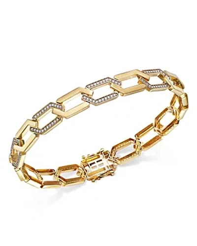 Bloomingdale's Men's Diamond Geo Link Bracelet In 14k Yellow Gold, 1.0 Ct. T.w.