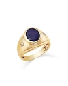 BLOOMINGDALE'S MEN'S LAPIS & DIAMOND RING IN 14K YELLOW GOLD