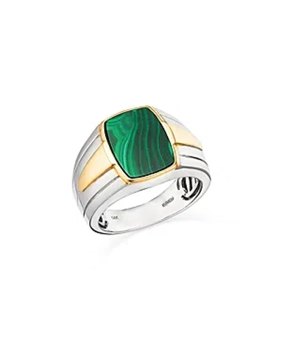 Bloomingdale's Men's Malachite Ring In 14k Yellow & White Gold In Gold/green