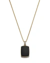 Bloomingdale's Men's Onyx & Diamond Dog Tag Pendant Necklace In 14k Yellow Gold, 22 In Black/gold