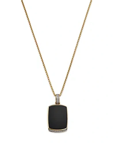 Bloomingdale's Men's Onyx & Diamond Dog Tag Pendant Necklace In 14k Yellow Gold, 22