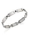 BLOOMINGDALE'S MEN'S ONYX LINK BRACELET 14K WHITE GOLD