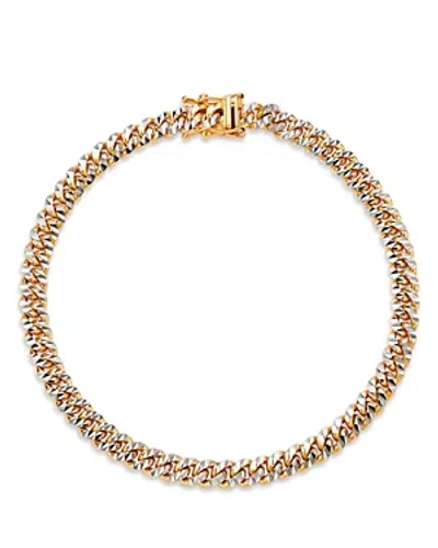 Bloomingdale's Miami Cuban Link Chain Bracelet In 14k Yellow Gold & Rhodium Plated 14k Yellow Gold In Gold/silver