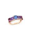 BLOOMINGDALE'S MULTI GEMSTONE & CHAMPAGNE DIAMOND STATEMENT RING IN 14K ROSE GOLD