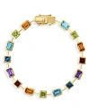 Bloomingdale's Multi Gemstone Bezel Link Bracelet In 14k Yellow Gold In Multi