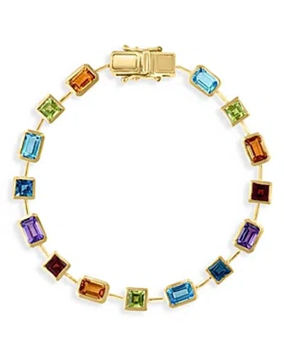 Bloomingdale's Multi Gemstone Bezel Link Bracelet In 14k Yellow Gold