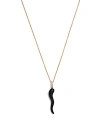 Bloomingdale's Onyx & Diamond Accent Italian Horn Pendant Necklace In 14k Yellow Gold, 17 In Black/gold