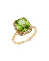 BLOOMINGDALE'S PERIDOT & DIAMOND HALO RING IN 14K YELLOW GOLD 0.18 CT. T.W. - 100% EXCLUSIVE