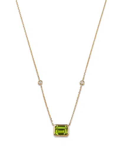 Bloomingdale's Peridot & Diamond Pendant Necklace In 14k Yellow Gold, 18 - Exclusive In Peridot/gold