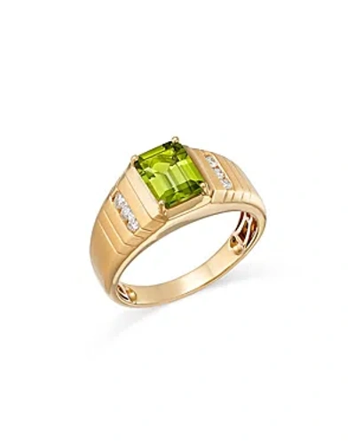 Bloomingdale's Peridot & Diamond Ring In 14k Yellow Gold In Green/gold