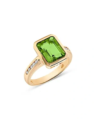 Bloomingdale's Peridot & Diamond Statement Ring In 14k Yellow Gold In Green/gold