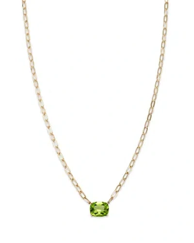 Bloomingdale's Peridot Solitaire Pendant Necklace In 14k Yellow Gold, 18 In Green/gold