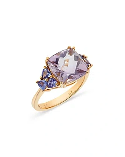 Bloomingdale's Pink Amethyst & Tanzanite Statement Ring In 14k Yellow Gold In Purple/gold