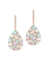 BLOOMINGDALE'S PINK AMETHYST, GREEN AMETHYST, BLUE TOPAZ, MORGANITE & DIAMOND DROP EARRINGS IN 18K ROSE GOLD