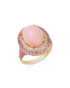 BLOOMINGDALE'S PINK OPAL, PINK SAPPHIRE & DIAMOND STATEMENT RING IN 14K YELLOW GOLD