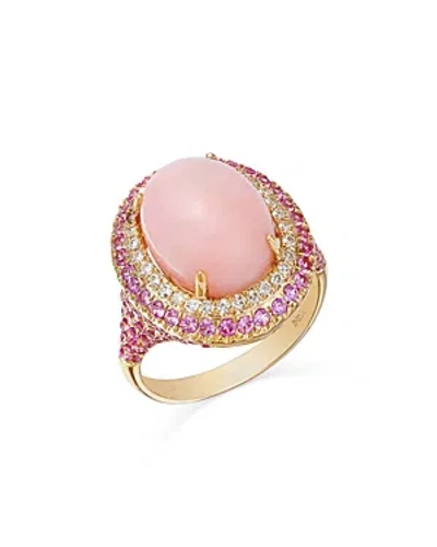 Bloomingdale's Pink Opal, Pink Sapphire & Diamond Statement Ring In 14k Yellow Gold In Pink/gold