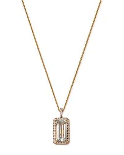 Bloomingdale's Prasiolite & Diamond Halo Pendant Necklace In 14k Yellow Gold, 18