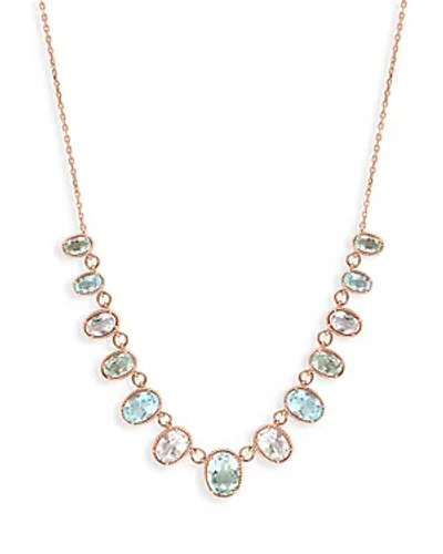 Bloomingdale's Prasiolite, Blue Topaz, & Morganite Collar Necklace In 14k Rose Gold, 16-18