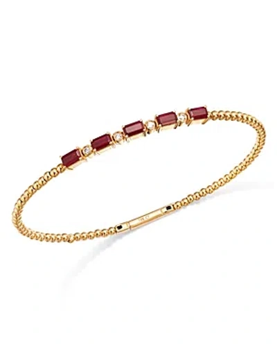 Bloomingdale's Ruby & Diamond Bangle Bracelet In 14k Yellow Gold