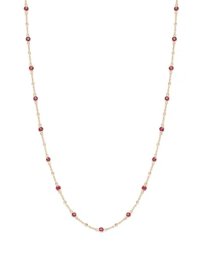 Bloomingdale's Ruby & Diamond Bezel Station Collar Necklace In 14k Yellow Gold, 16-18 In Ruby/gold