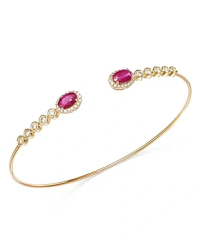 Bloomingdale's Ruby & Diamond Bracelet In 14k Yellow Gold 0.53 Ct. T.w. - 100% Exclusive In Pink/gold