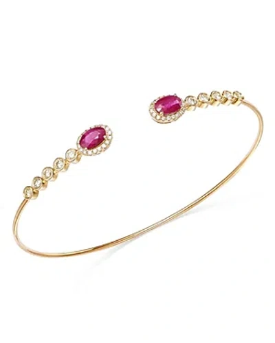 Bloomingdale's Ruby & Diamond Bracelet In 14k Yellow Gold 0.53 Ct. T. W. In Pink/gold