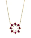 BLOOMINGDALE'S RUBY & DIAMOND CIRCLE PENDANT NECKLACE IN 14K YELLOW GOLD, 18