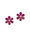 Bloomingdale's Ruby & Diamond Flower Stud Earrings In 14k Rose Gold In Pink/rose Gold