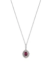 BLOOMINGDALE'S RUBY & DIAMOND HALO PENDANT NECKLACE IN 14K WHITE GOLD, 18