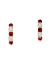 Bloomingdale's Ruby & Diamond Hoop Earrings In 14k Yellow Gold In Red