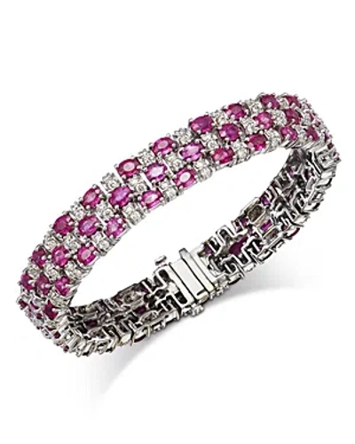 Bloomingdale's Ruby & Diamond Statement Bracelet In 14k White Gold In Pink/white