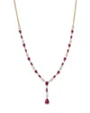 Bloomingdale's Ruby & Diamond Y Necklace In 14k Yellow Gold, 18 In Pink/gold