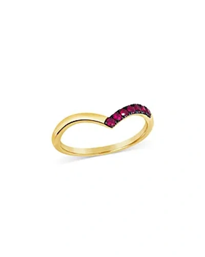 Bloomingdale's Ruby Chevron Ring In 14k Yellow Gold In Red