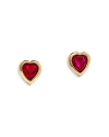 Bloomingdale's Ruby Heart Stud Earrings In 14k Yellow Gold In Red/gold