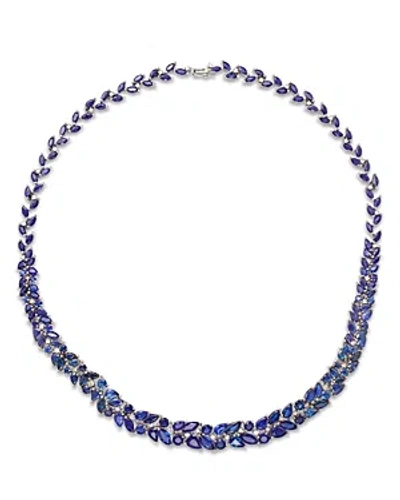 Bloomingdale's Sapphire & Diamond Statement Necklace In 14k White Gold, 17 In Blue
