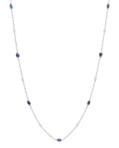 Bloomingdale's Sapphire & Diamond Station Necklace In 14k White Gold, 22 In Sapphire/white