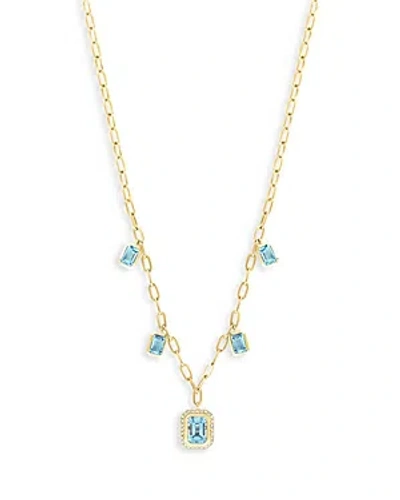 Bloomingdale's Sky Blue Topaz & Diamond Dangle Pendant Necklace In 14k Yellow Gold, 18