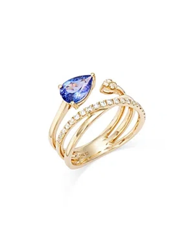 Bloomingdale's Tanzanite & Diamond Crossover Ring In 14k Yellow Gold In Blue/gold