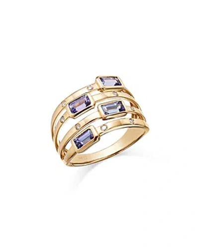 Bloomingdale's Tanzanite & Diamond Multirow Statement Ring In 14k Yellow Gold In Purple/gold