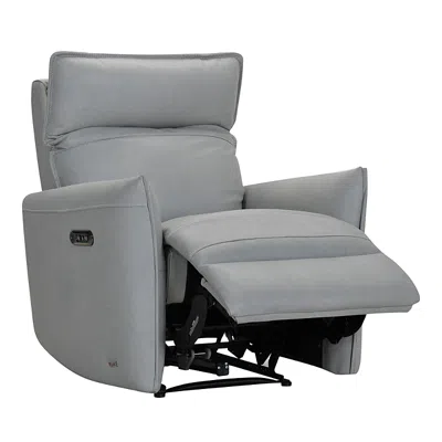 Bloomingdale's Violino Kelli Power Leather Recliner In Heavenly Grey Mist