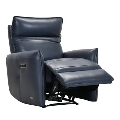 Bloomingdale's Violino Kelli Power Leather Recliner In Zen Indigo Navy Blue