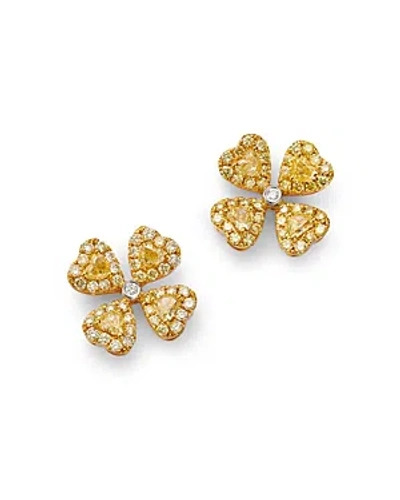 Bloomingdale's White & Yellow Diamond Flower Stud Earrings In 14k White & Yellow Gold, 2.27 Ct. T.w.