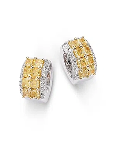 Bloomingdale's White & Yellow Diamond Huggie Hoop Earrings In 14k White And Yellow Gold, 4.30 Ct. T.w. In Yellow/white